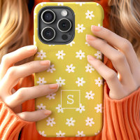 Cute Floral Yellow Grass Lily Pattern Monogram