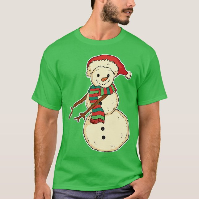 Cute Flossing Snowman toon T-Shirt (Front)