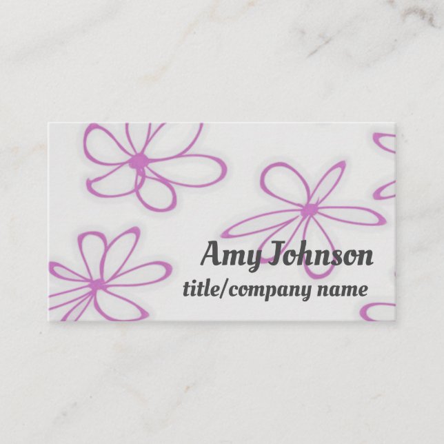 cute flower art purple custom double sided business card (Front)