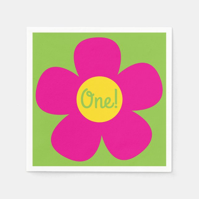 Cute Flower Birthday Party Napkin (Front)