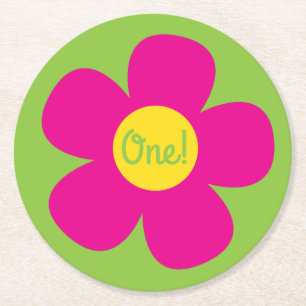 Cute Flower Birthday Party Round Paper Coaster