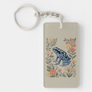 Cute Flower Blue Poison Dart Frog Toad  Frog Lover Key Ring