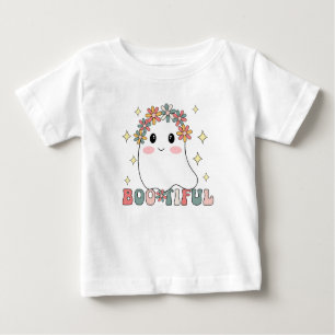 Cute Flower Boo Halloween Pun Bootiful Baby T-Shirt