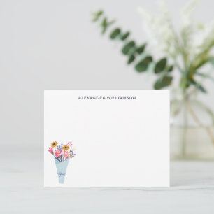 Cute Flower Bouquet Personalised Stationery Card
