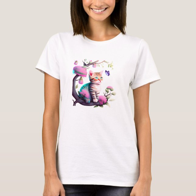 Cute Flower Cat Acrylic T-Shirt (Front)