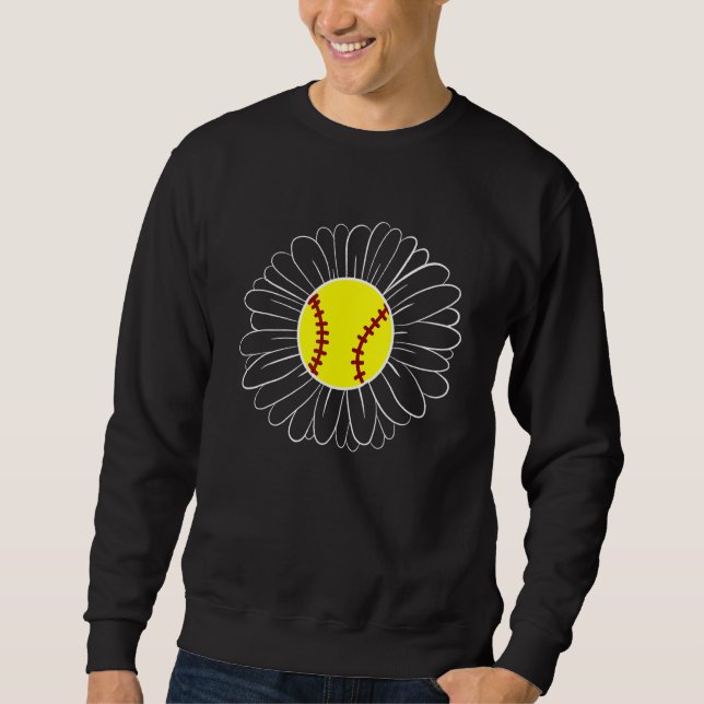 Cute Flower Daisy Softball Mum Sweatshirt (Front)
