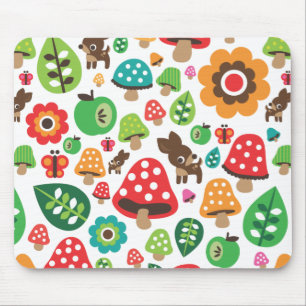 Cute flower deer mushroom pattern mouse pad
