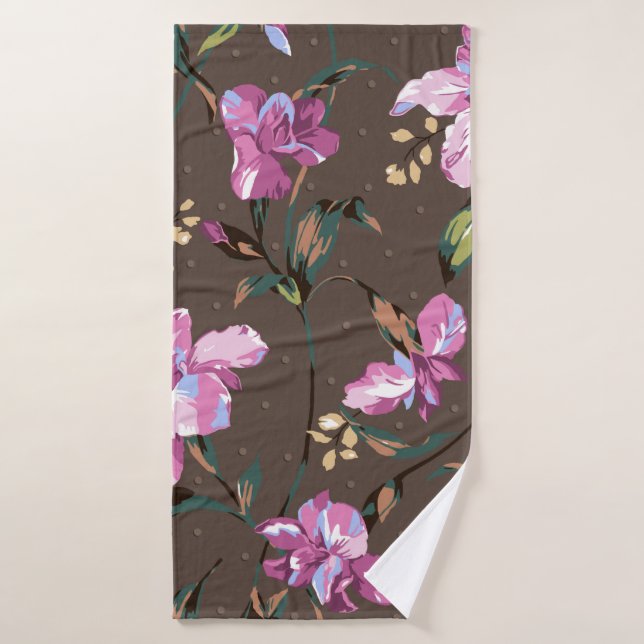 cute flower design textile illustrationart, backgr bath towel (Bath Towel)