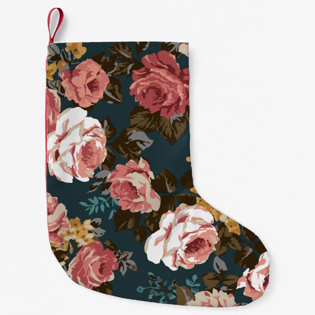 cute flower design textile illustrationart, patter small christmas stocking (Front)