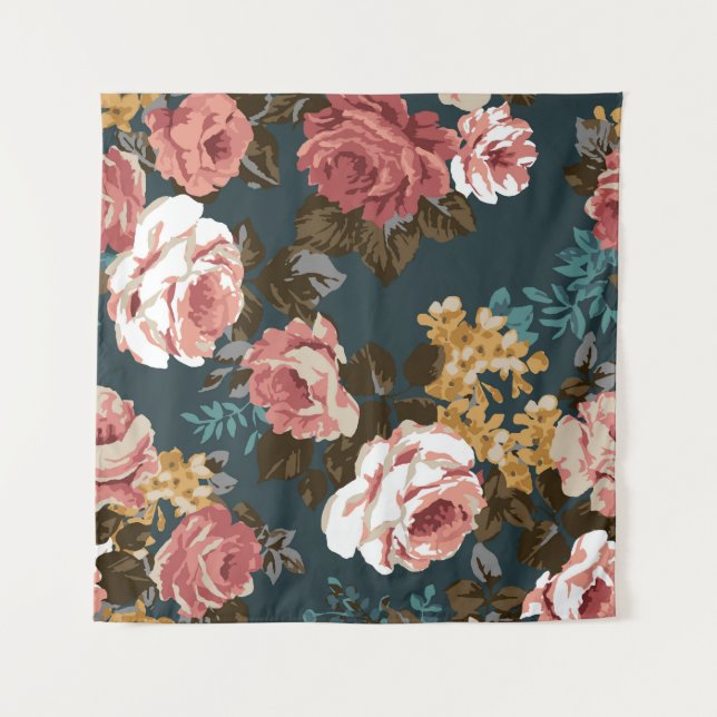 cute flower design textile illustrationart, patter tapestry (Front)