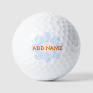 Cute Flower Drawing Custom Text Golf Balls