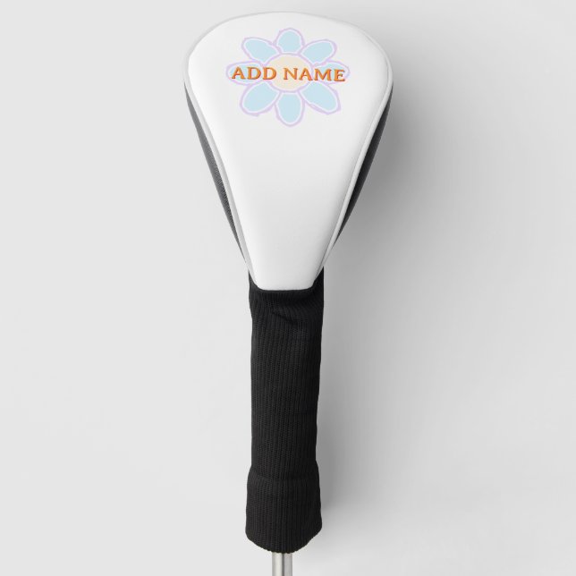  Cute Flower Drawing Custom Text Golf Head Cover (Front)