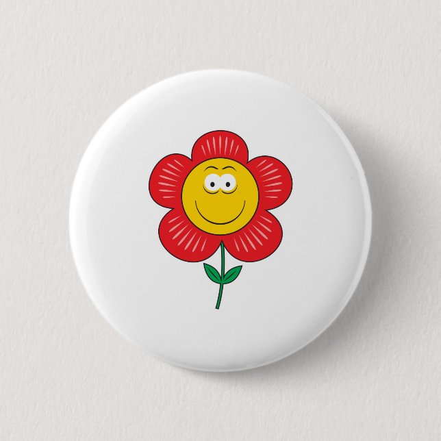 Cute Flower Face 6 Cm Round Badge (Front)