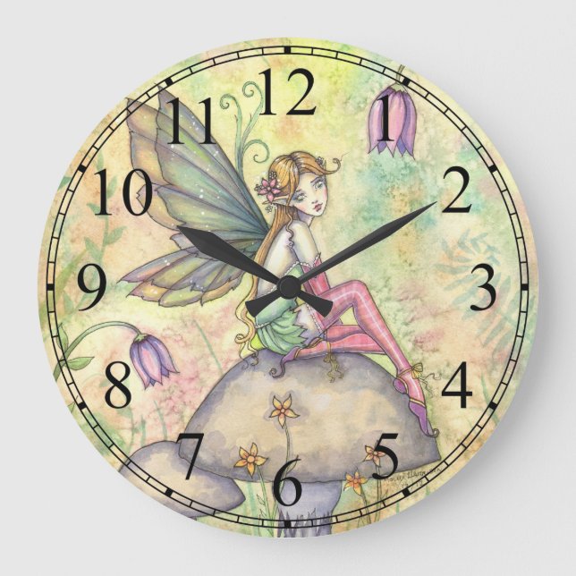 Cute Flower Fairy Fantasy Art Wall Clock (Front)