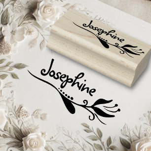 Cute Flower Floral Drawing Personalised Name Text Rubber Stamp