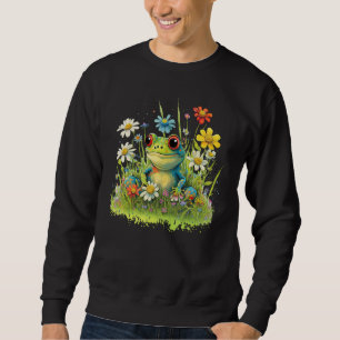 Cute Flower Frog on summer Floral Frog Sweatshirt