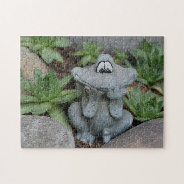 Cute Flower Garden Frog Hens And Chicks Jigsaw Puzzle (Horizontal)
