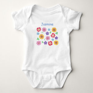 Cute Flower Garden Soft Colours Baby Bodysuit