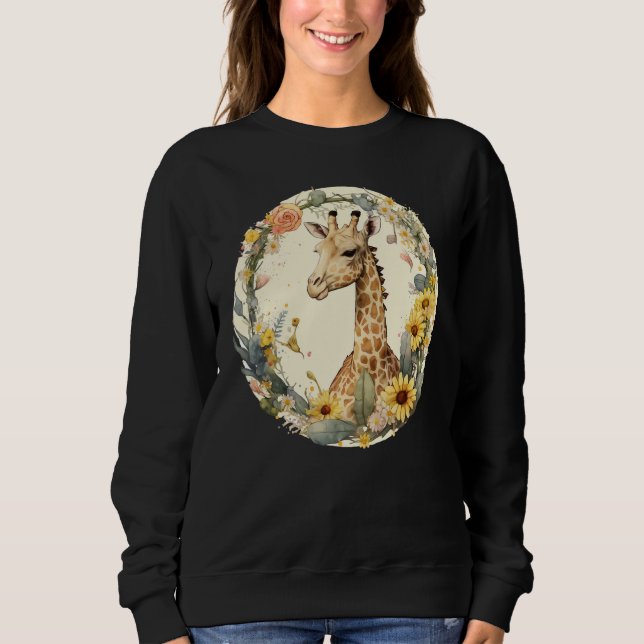 Cute Flower Giraffe on summer Floral Giraffe 3 Sweatshirt (Front)