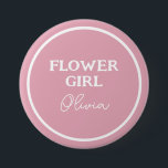 Cute Flower Girl Personalised Pink And White 7.5 Cm Round Badge<br><div class="desc">A cute button pin badge for your adorable flower girl.  A great memento for your Daughter,  Granddaughter or Niece on the bride's special day. To change the name and role click on the personalise button.</div>
