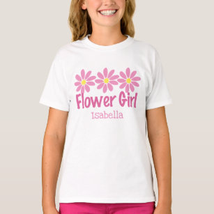 Cute Flower Girl Pink Daisy Personalised Girls T-Shirt