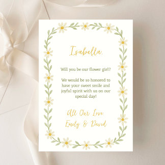 Cute Flower Girl Proposal Watercolor Daisy  Card