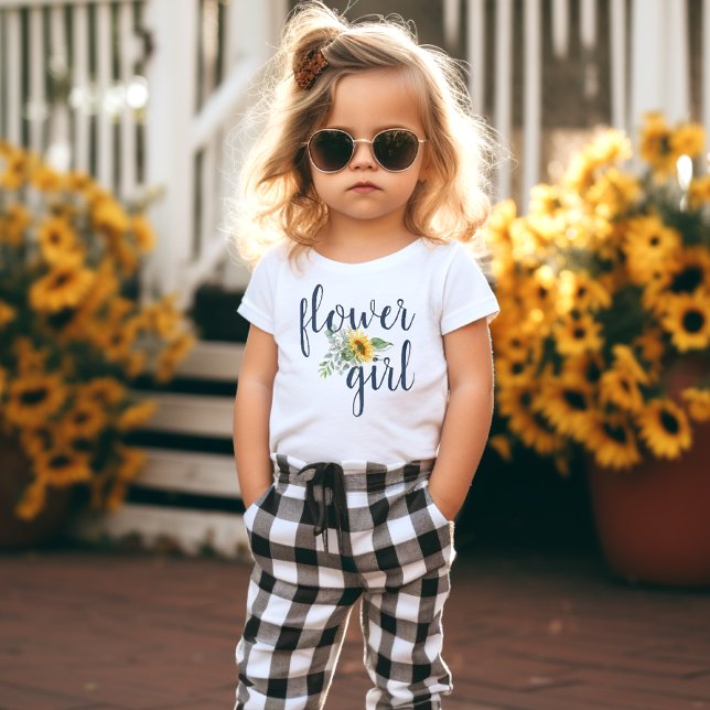 Cute Flower Girl Sunflower Wedding T-Shirt (Creator Uploaded)