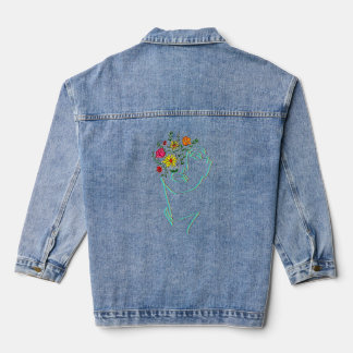 Cute Flower Girl  Women's Trendy Graphic Floral Fl Denim Jacket