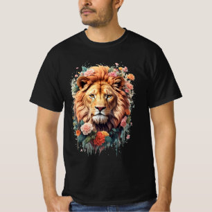 Cute Flower Lion on summer Floral Lion T-Shirt