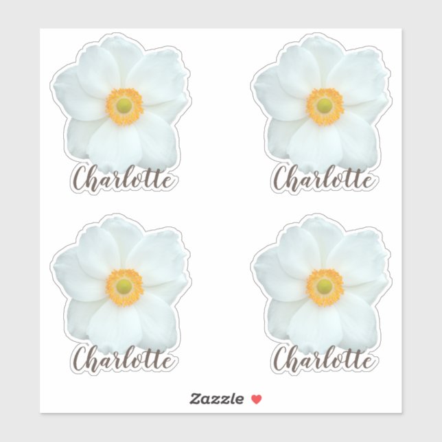 Cute Flower Modern Script Name Sticker (Sheet)