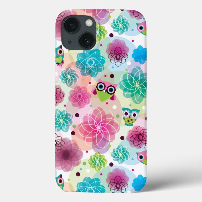 Cute flower owl background pattern Case-Mate iPhone case (Back)