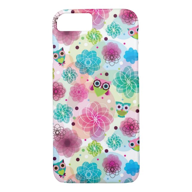 Cute flower owl background pattern Case-Mate iPhone case (Back)