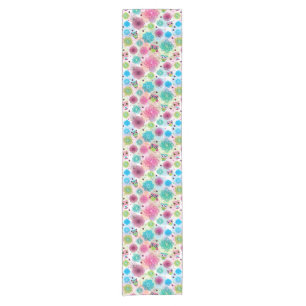 Cute flower owl background pattern short table runner