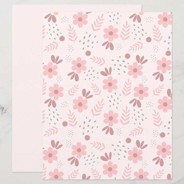 Cute flower Pattern Scrapbook Paper (Front/Back)