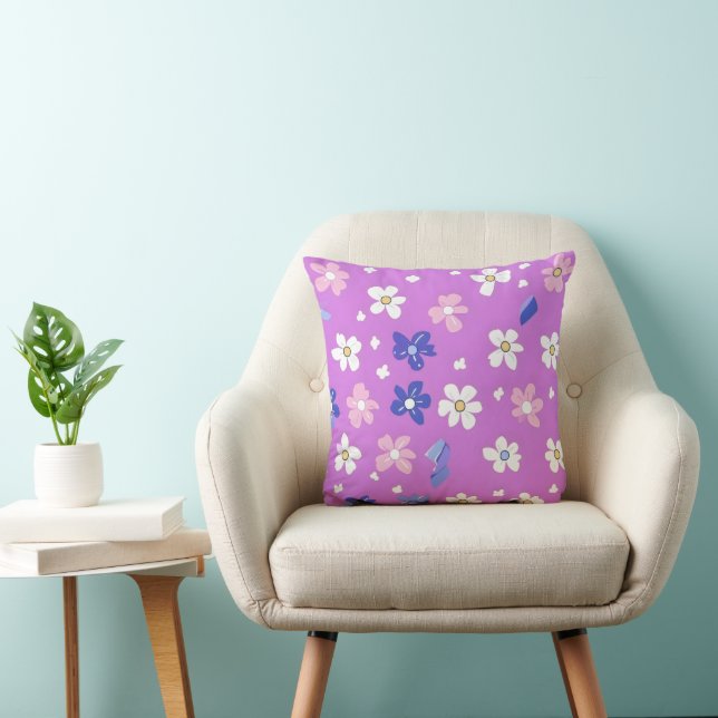 Cute Flower Purple Pattern Cushion (Chair)