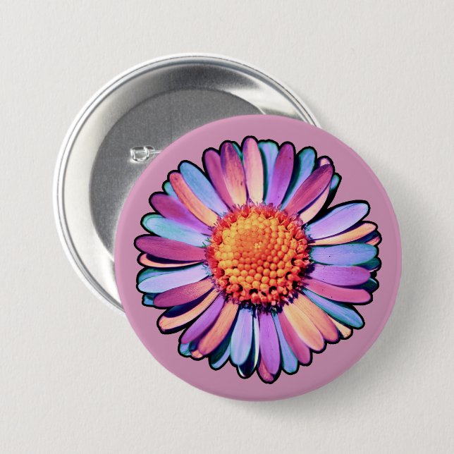   Cute Flower Purple Pink Blue Boho Daisy Bisexual 7.5 Cm Round Badge (Front & Back)