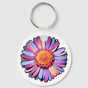   Cute Flower Purple Pink Blue Boho Daisy Bisexual Key Ring