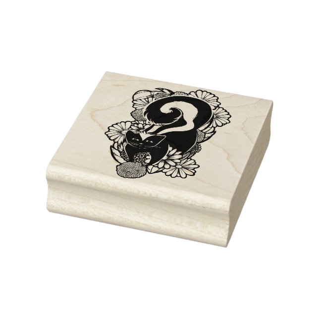 Cute Flower Skunk Rubber Stamp (Stamp)