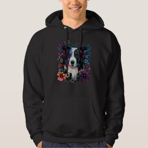 Cute Flower summer Floral Border Collie 3 Hoodie