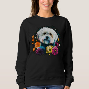 Cute Flower summer Floral Maltese dog 1 Sweatshirt