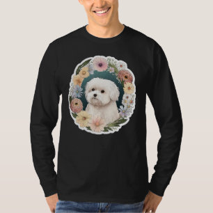 Cute Flower summer Floral Maltese dog T-Shirt