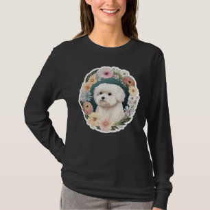 Cute Flower summer Floral Maltese dog T-Shirt