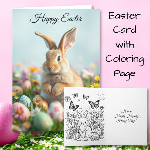Cute Flowers and  Bunny Easter Party to and from Card