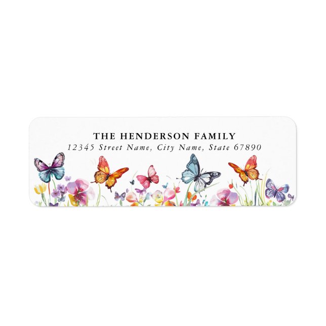 Cute Flowers and Butterflies Return Address Labels (Front)
