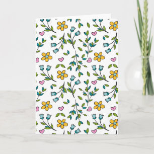 Cute Flowers and Hearts Light Pattern Card