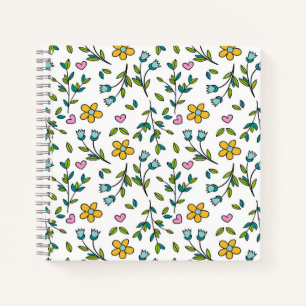 Cute Flowers and Hearts Light Pattern Notebook