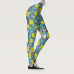 Cute Flowers And Leaves Fun Colourful Pickleball Leggings<br><div class="desc">Take your game up a notch with these fun pickleball leggings featuring yellow pickleballs set against a background of garden flowers and leaves.  Great for everyday rec play,  tournament play or just running around town.</div>