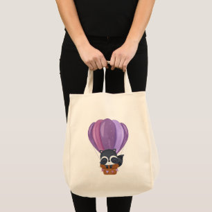 Cute Flowers Baby Racoon Cartoon Tote Bag