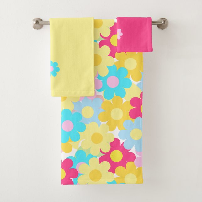 Cute Flowers Bath Towel Set (Insitu)