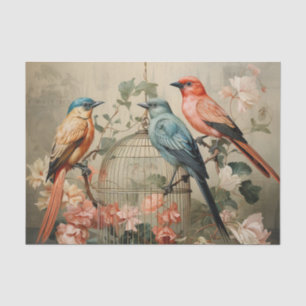 Cute flowers bird lovers tissue paper